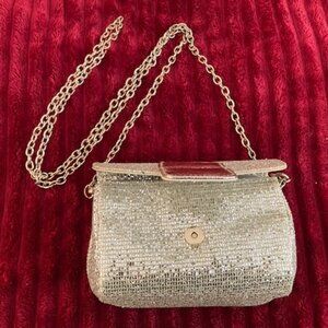Gold Sequin Clutch Mini Handbag New